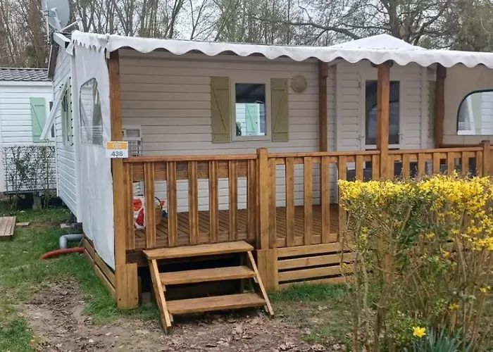 Sejour Normandie, Mobilhome 5p Tv Belle Terrasse Couverte Wifi Climatisation Au Calme Proche Riviere Camping